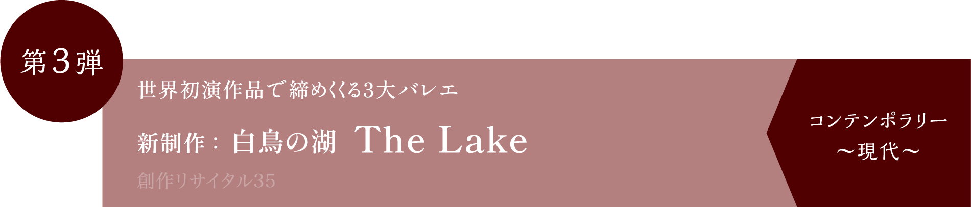 第3弾 新制作：白鳥の湖 The Lake